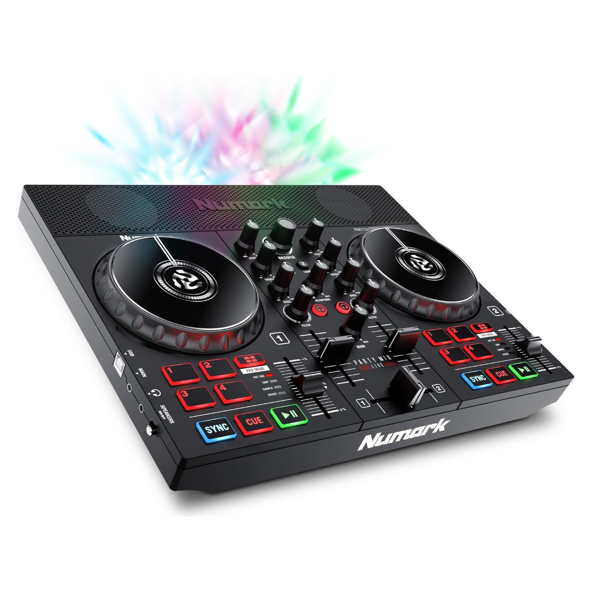 Numark Controlador DJ con parlantes integrados y luces LED