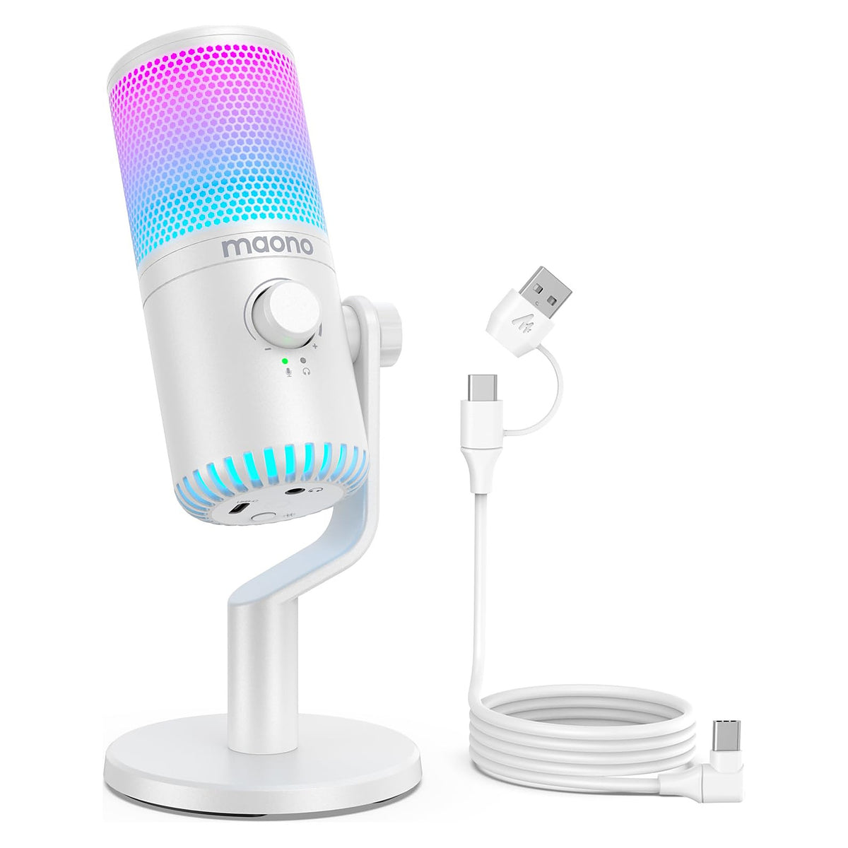 MAONO Micrófono de condensador USB para gaming con RGB