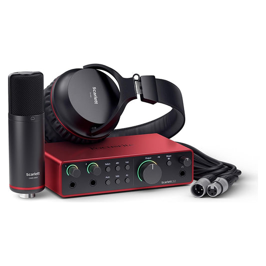 Focusrite Scarlett 2i2 Studio 4ª generación (interfaz + micrófono + audífonos)